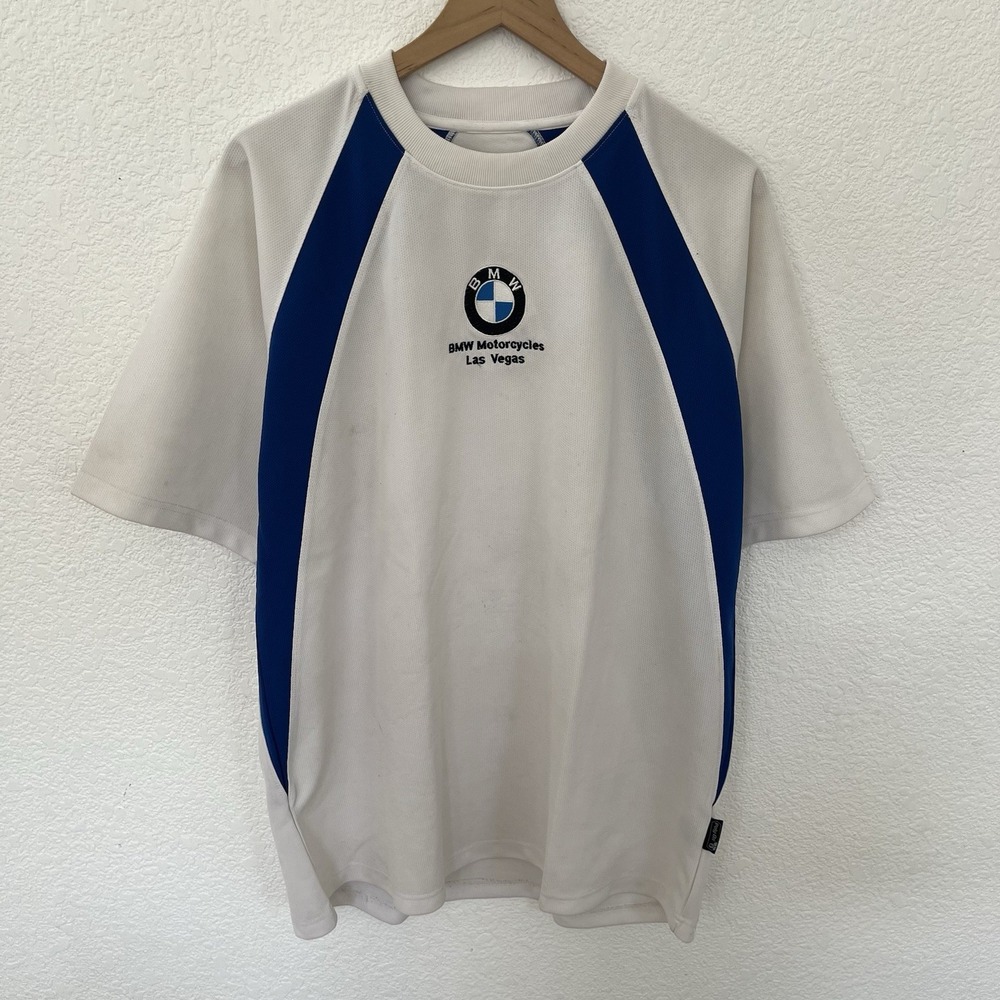 BMW Motorcycles Las Vegas Short Sleeve Embroidered T Shirt Mens XL White Tee Y2K